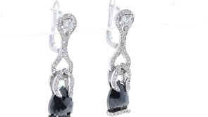 White and Black Diamond Vintage Style Drop Earrings - 5.2 Carat