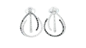 Abstract White and Black Diamond Drop Earrings - 1.3 Carat