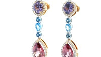 Gemstone Color Contrast Linear Drop Earrings - 10.73 Carat