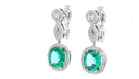 Cushion Cut Green Emerald Infinity Drop Earrings - 6 Carat