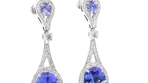 Oval Cut Blue Tanzanite Dangling Earrings - 8.5 Carat