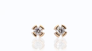 Rose Gold Round Diamond Studs in a Split Bezel Setting - 0.7 Carat