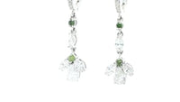 Fancy Green and White Diamond Cluster Flower Drop Earrings