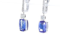 Cushion Cut Violet Tanzanite Drop Earrings - 6 Carat