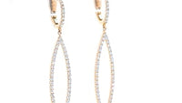Rose Gold Diamond Pave-Lined Open Marquise Shaped Dangling Earrings