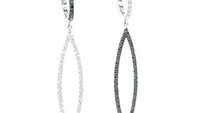 White and Black Diamond Pave-Lined Alternate Dangling Earrings