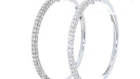 Large Diamond Studded White Gold Hoop Earrings - 3.9 Carat