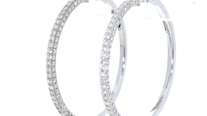 Large Diamond Studded White Gold Hoop Earrings - 3.9 Carat