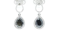 Pear Cut Black Diamond Filigree Drop Earrings - 4.5 Carat