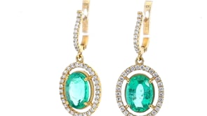 Oval Cut Green Emerald Drop Birthstone Earrings - 6 Carat