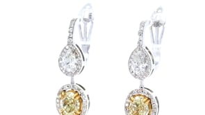 Canary Yellow and Diamond Double Drop Earrings - 3 Carat