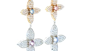 Four Leaf Clover Diamond and Sapphire Dangling Earrings - 3.5 Carat