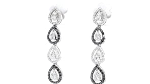 White and Black Diamond Pear Shaped Design Earrings - 1 Carat
