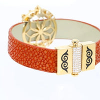 Stingray Leather Bracelet with Orange Tourmalines - 4.86 Carat