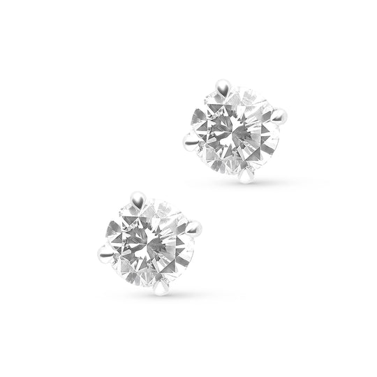Classic Round Solitaire Diamond Studs - 2 Carat