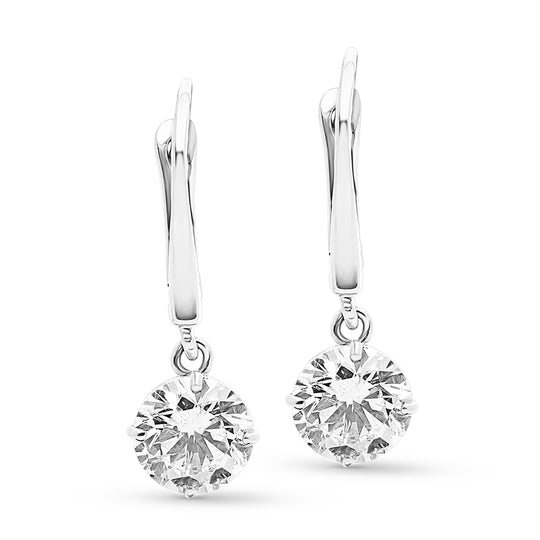 Classic Round Diamond Drop Earrings - 2 Carat