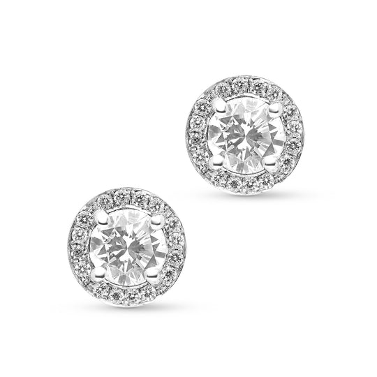 Halo Diamond Studs - 1.1 Carat