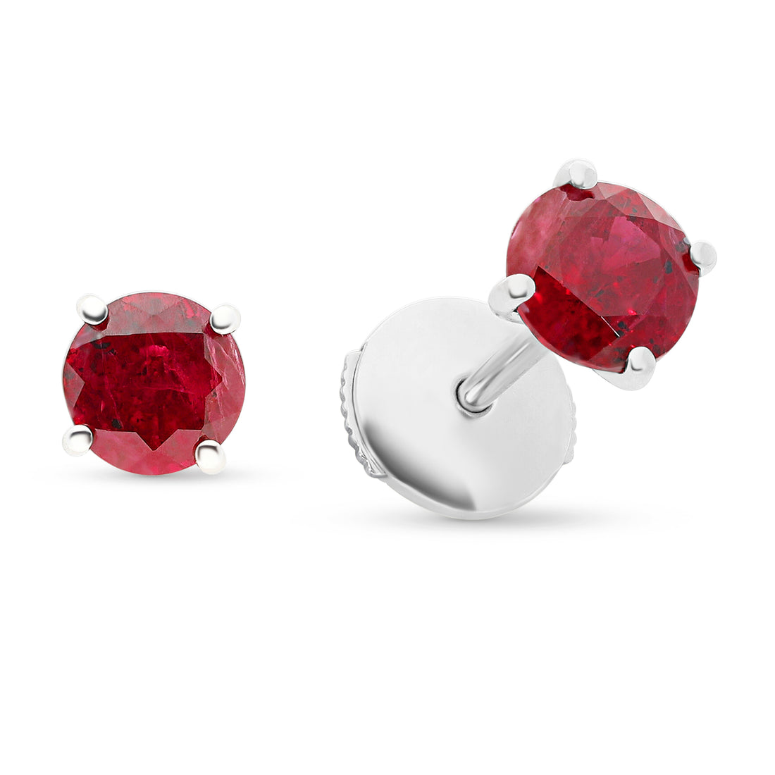 Red Ruby Solitaire Studs - 1.8 Carat