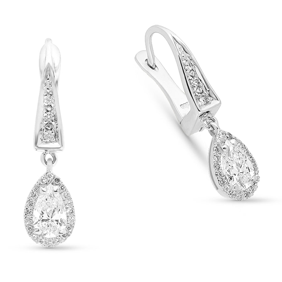 Elegant Pear Shaped Diamond Drop Earrings - 1 Carat