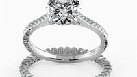 Round Brilliant Cut Hidden Halo Cathedral Engagement Ring Bridal Set - 400