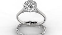 Round Brilliant Cut Hidden Halo Pave Cathedral Engagement Ring Bridal Set - 405