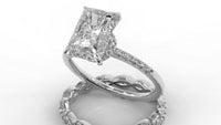 Radiant Cut Pave Chic Engagement Ring Bridal Set - 487