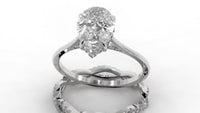 Pear Drop Cut Hidden Halo Cathedral Engagement Ring Bridal Set - 503