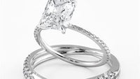 Elongated Radiant Cut Pave Unique Engagement Ring Bridal Set - 602