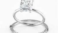 Elongated Radiant Cut Unique and Graceful Engagement Ring Bridal Set - 604