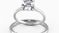 Square Radiant Cut Hidden Halo Cathedral Engagement Ring Bridal Set - 643