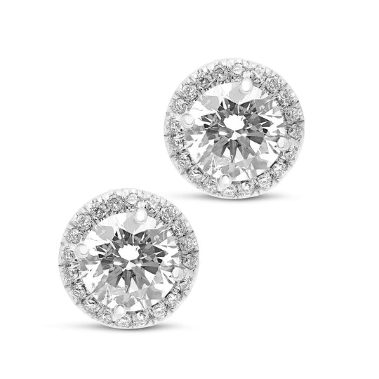 Classic Round Diamond Halo Studs - 3.4 Carat