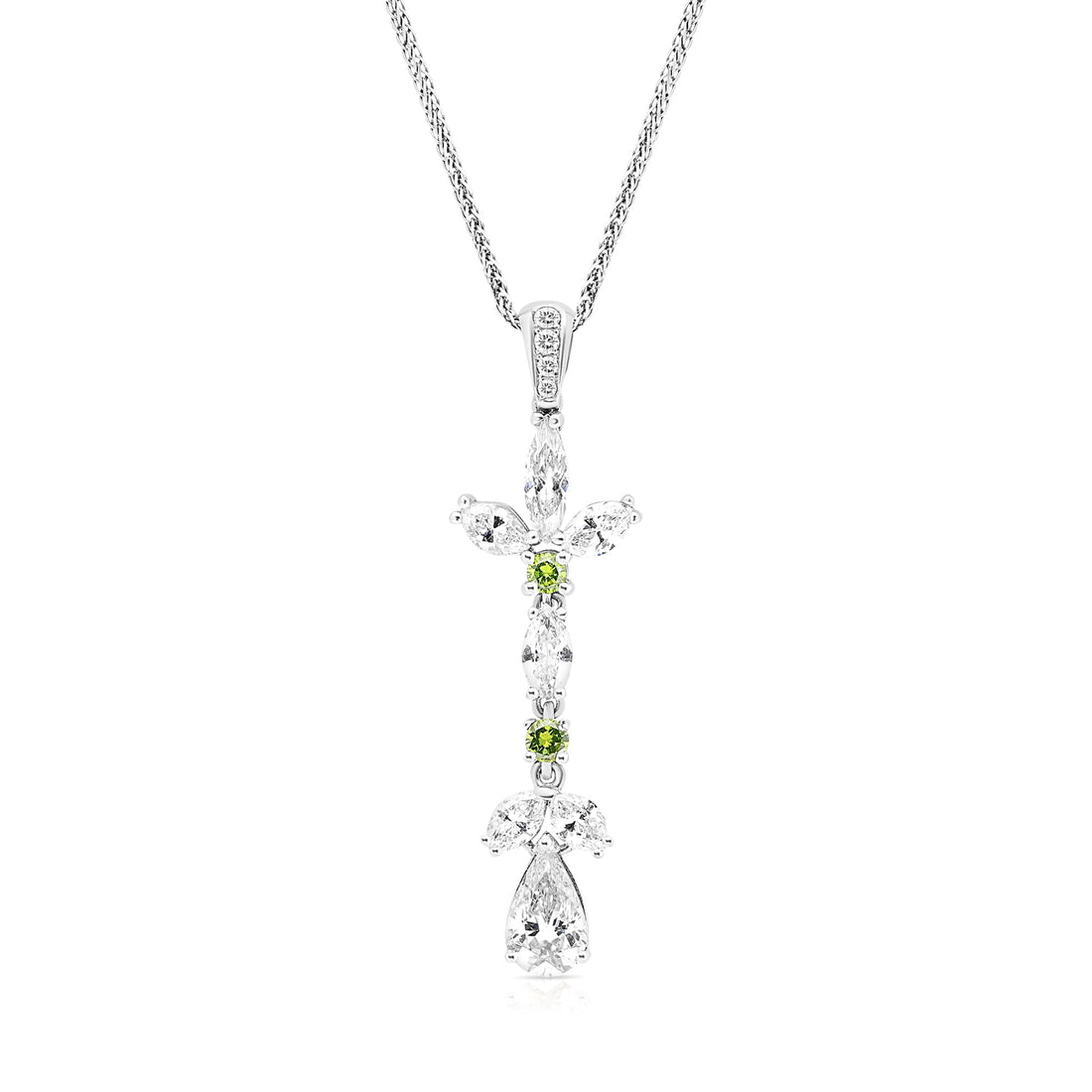 Linear Fancy Green and Mix Shaped Diamond Pendant - 2.95 Carat