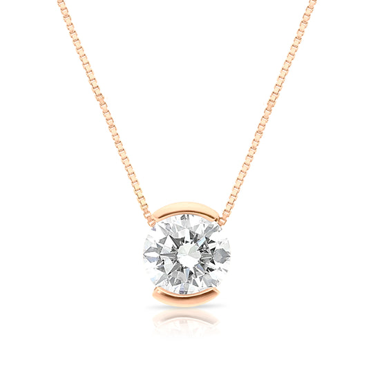 Classic Diamond Pendant in a Half Bezel Setting - 1.7 Carat