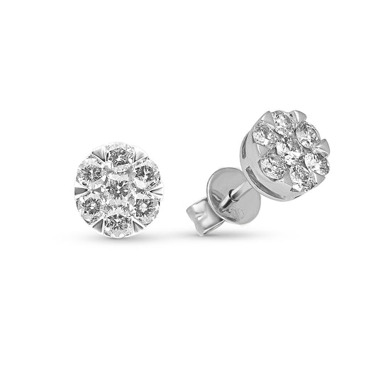 Flower-Shaped Composite Diamond Studs - 0.5 Carat