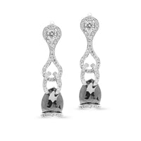 White and Black Diamond Vintage Style Drop Earrings - 5.2 Carat