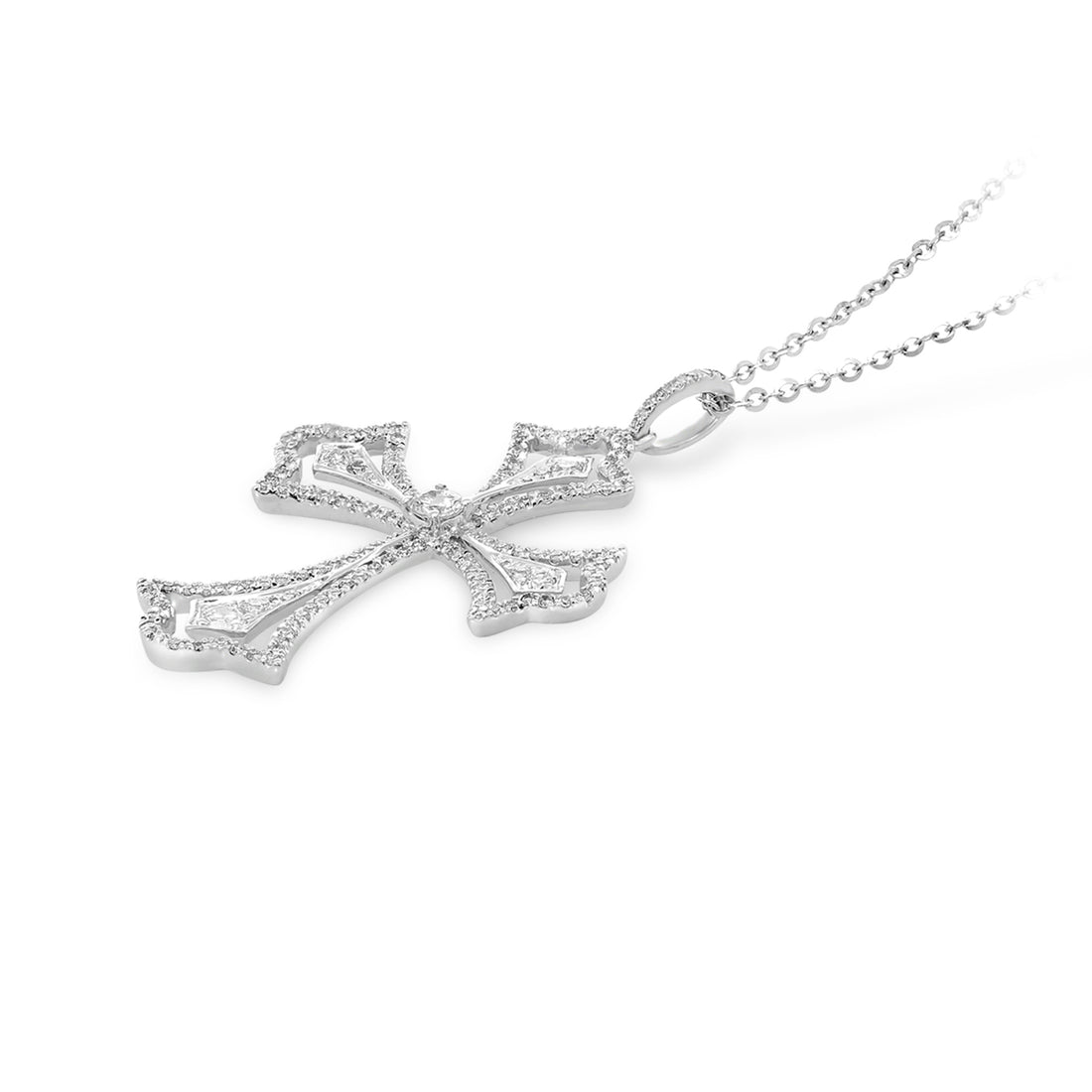 Diamond Pave Cross Pendant Necklace - .65 Carat