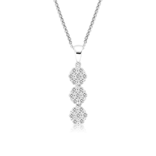 Triple Round Diamond Cluster Pendant - .28 Carat