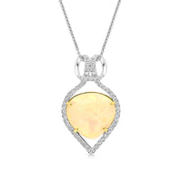 Diamond and Opal Pendant Necklace - 10.75 Carat