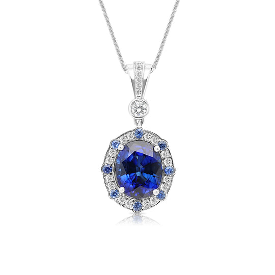 Blue Sapphire Pendant Necklace - 6 Carat