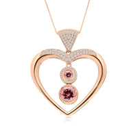 Rose Gold Open Heart Zirconium Pendant Necklace - 17.7 Carat