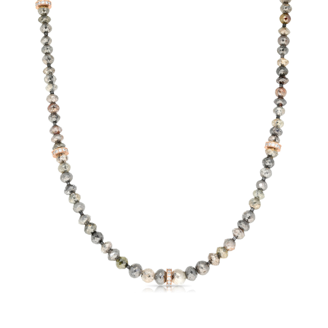 Fancy Grey Diamond Beaded Necklace - 57.67 Carat
