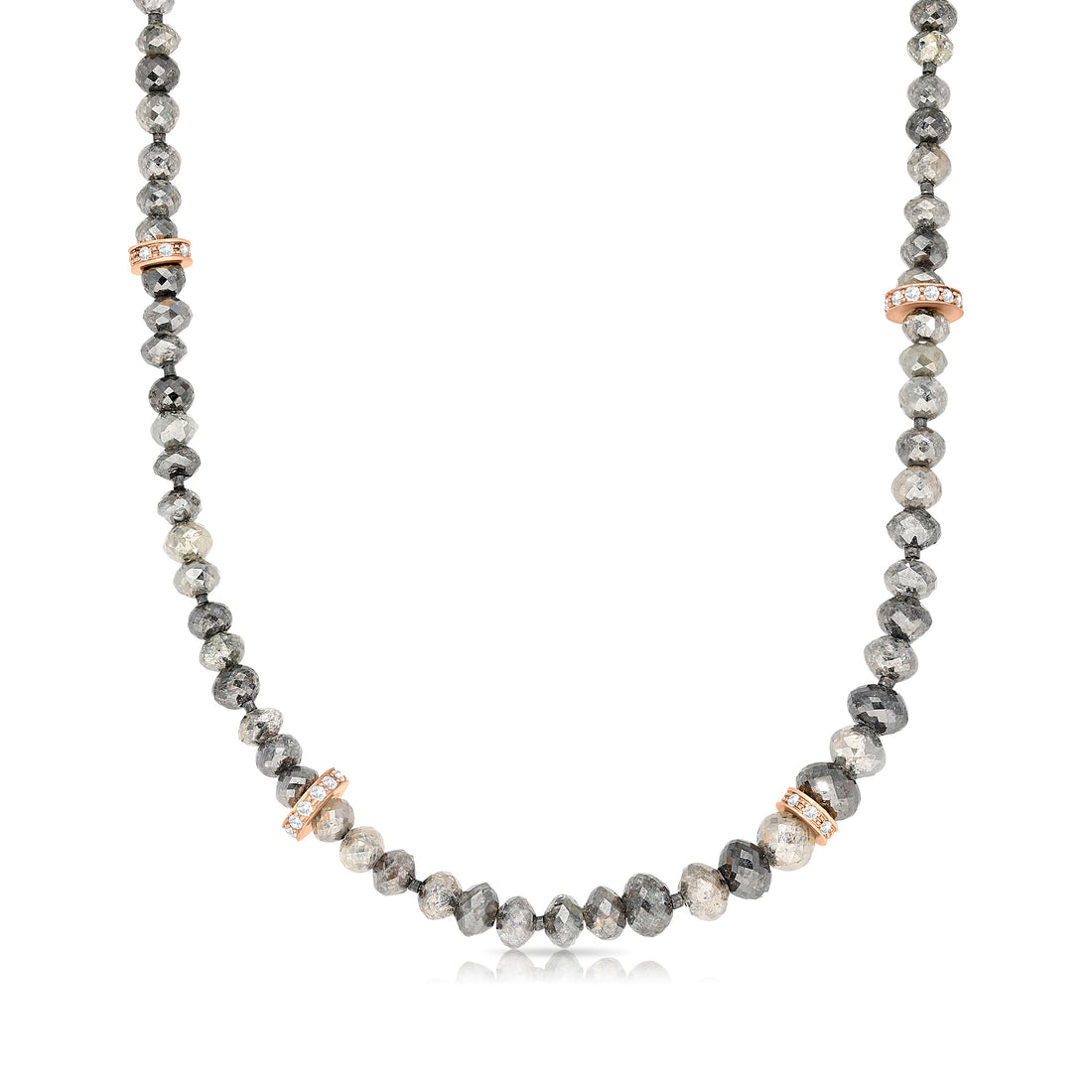 Black and Gray Diamond Beaded Necklace - 62.36