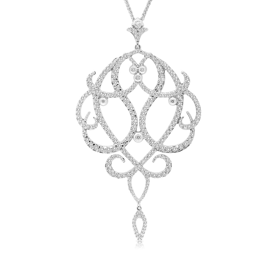 Chandelier Filigree Diamond Pendant Necklace - 2 Carat