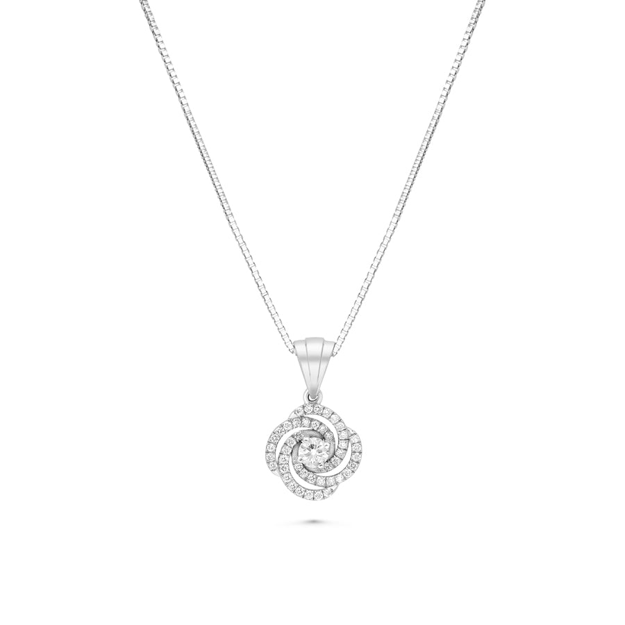 Diamond Flower Shaped Swirl Pendant - .34 Carat