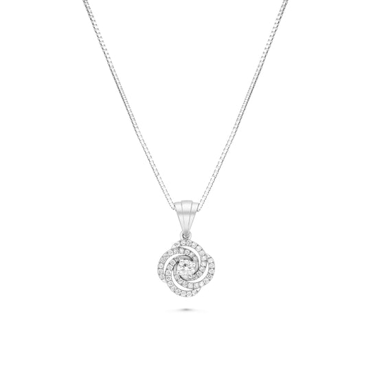 Diamond Flower Shaped Swirl Pendant - .34 Carat