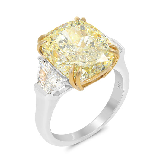 Cushion Cut Fancy Yellow Engagement Ring -11.28 Carat