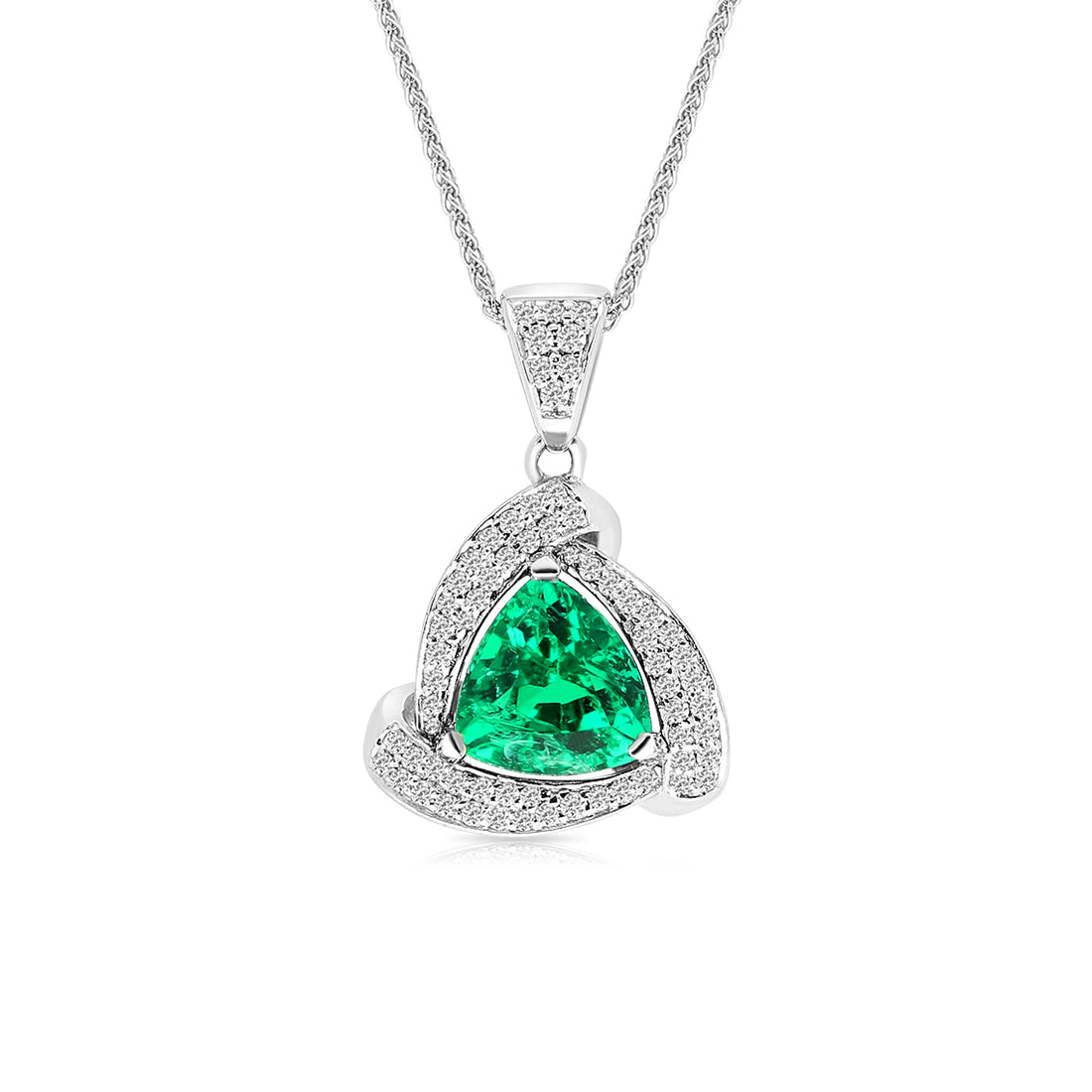 Triangular Vivid Green Natural Emerald Pendant - 1.9 Carat