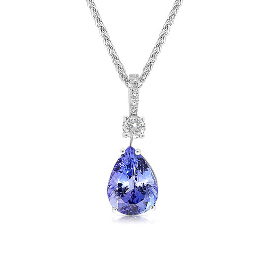 Pear Shaped Violet Tanzanite Pendant - 3.25 Carat