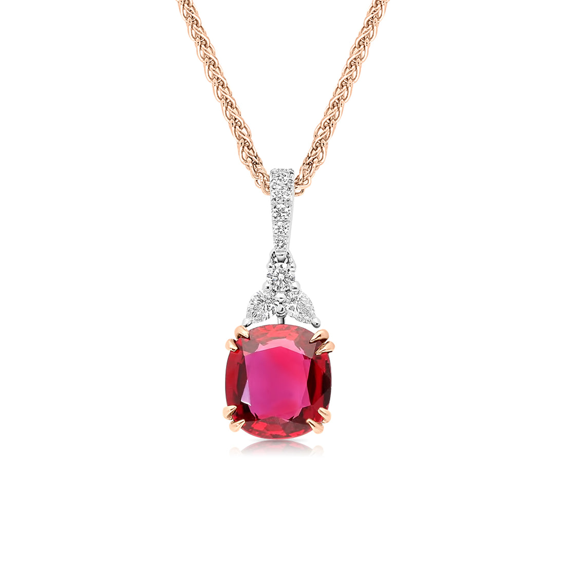 Two Tone Oval Cut Ruby Birthstone Pendant - 2.3 Carat