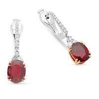 Oval Cut Red Ruby Drop Earrings - 5 Carat